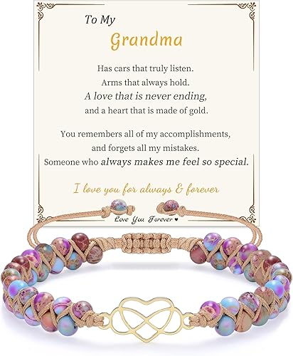 Gifts for Daughter Granddaughter Valentines Day Gifts for Her To My Mom Grandma Wife Girlfriend Sister Jasper Heart Bracelets Birthday Anniversary Christmas Stocking Stuffers Jewelry for Women