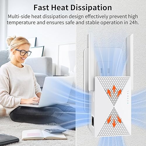 Miniatura 5 de Amplificador de señal WiFi más rápido 2025 cobertura de hasta 9999 pies cuadrados, fácil configuración, extensor WiFi de largo alcance, puerto