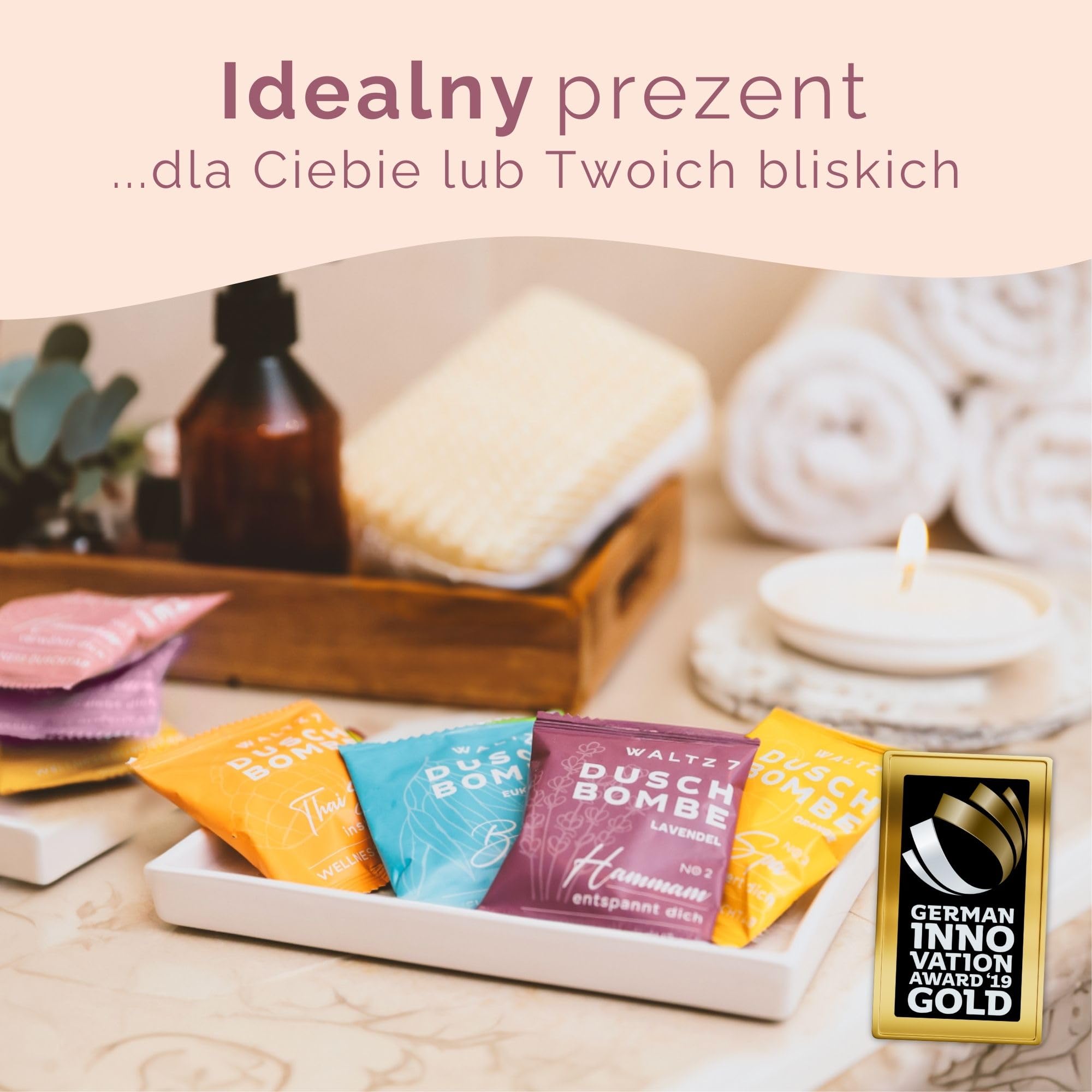 WALTZ 7 Oryginalny zestaw kul prysznicowych, 48 sztuk z 7 zapachami, Aromaterapia z naturalnymi olejkami eterycznymi, Prezent-podziękwoanie dla kobiet, Mamy, Prezent urodzinowy dla mężczyzny