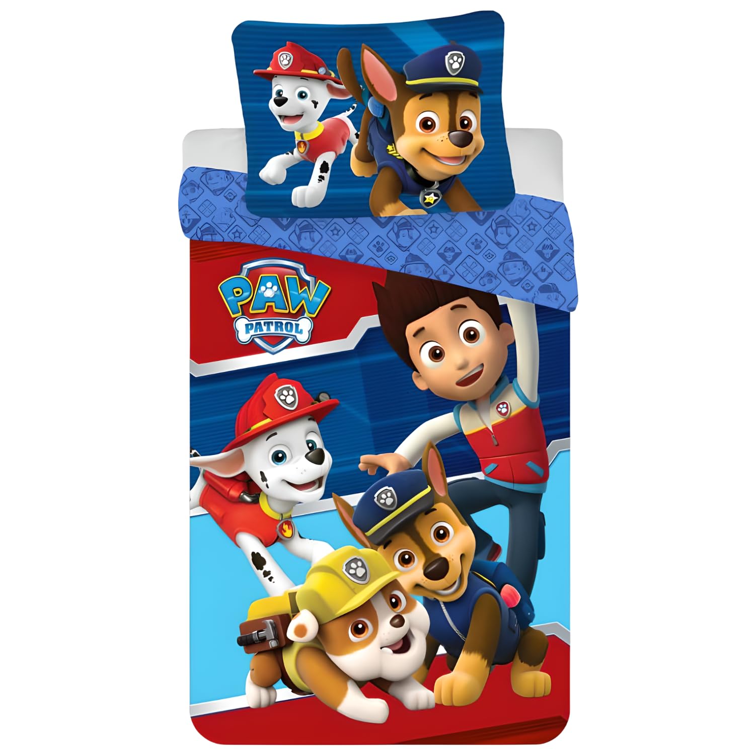 Paw Patrol Junior Bedding Set | Duvet Cover 100x135 cm + Pillowcase 40x60 cm, 100% Cotton | Soft Breathable Toddler Baby Riversible Bedlinen | Official Paw Patrol Design
