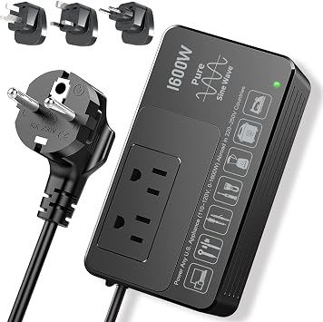 1600W 220V to 110V Converter Power Any U.S. Appliance in 220-250V Countries