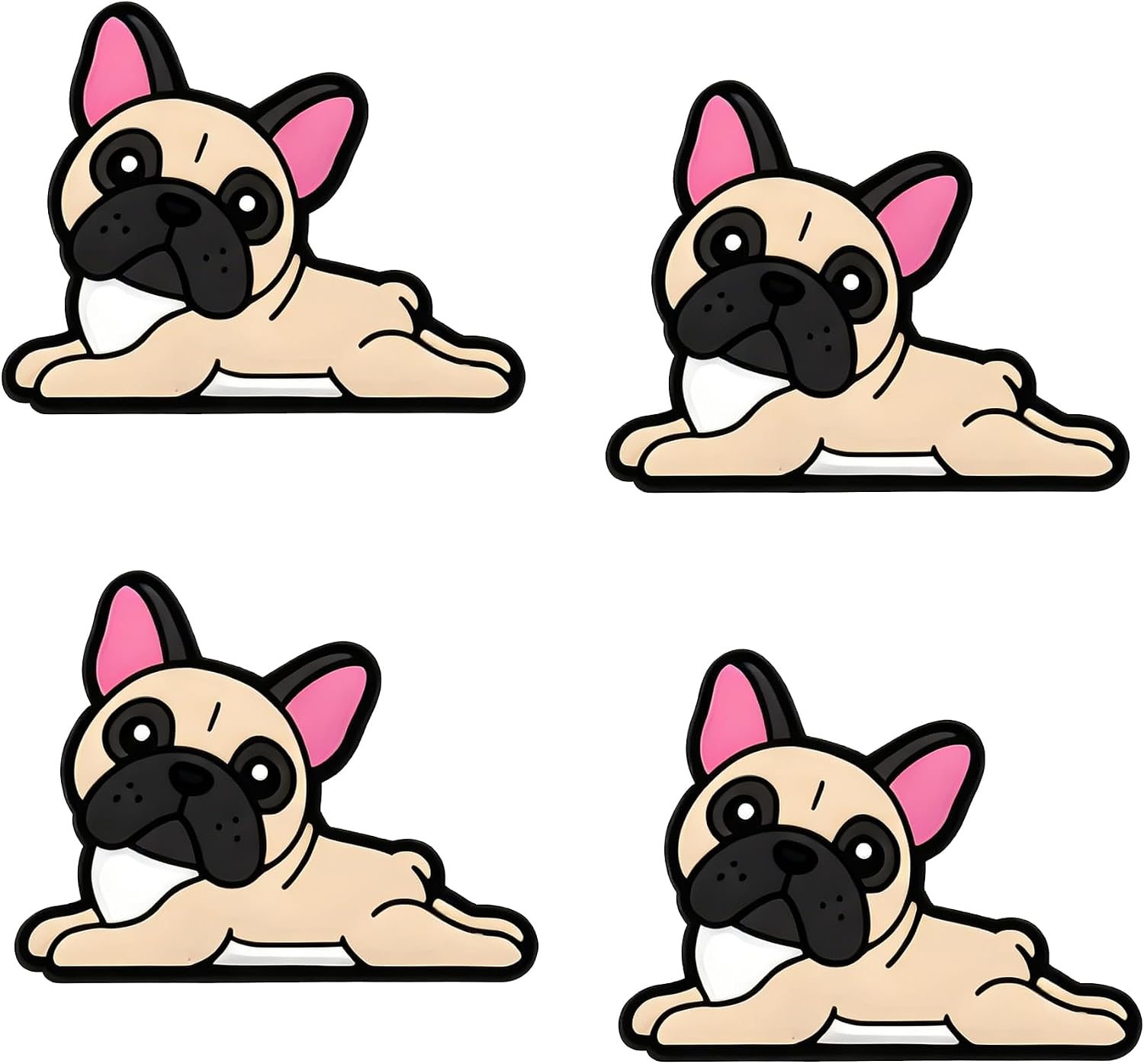 French Bulldog Dog Shoe Charms;French Bulldog Charms for Clog Shoes Decoration Cute Puppy Pet Shoes Charm for Kids Adults Dog Lover, PVC Shoe Charm Accessories Decoration Gifts 4 Pcs