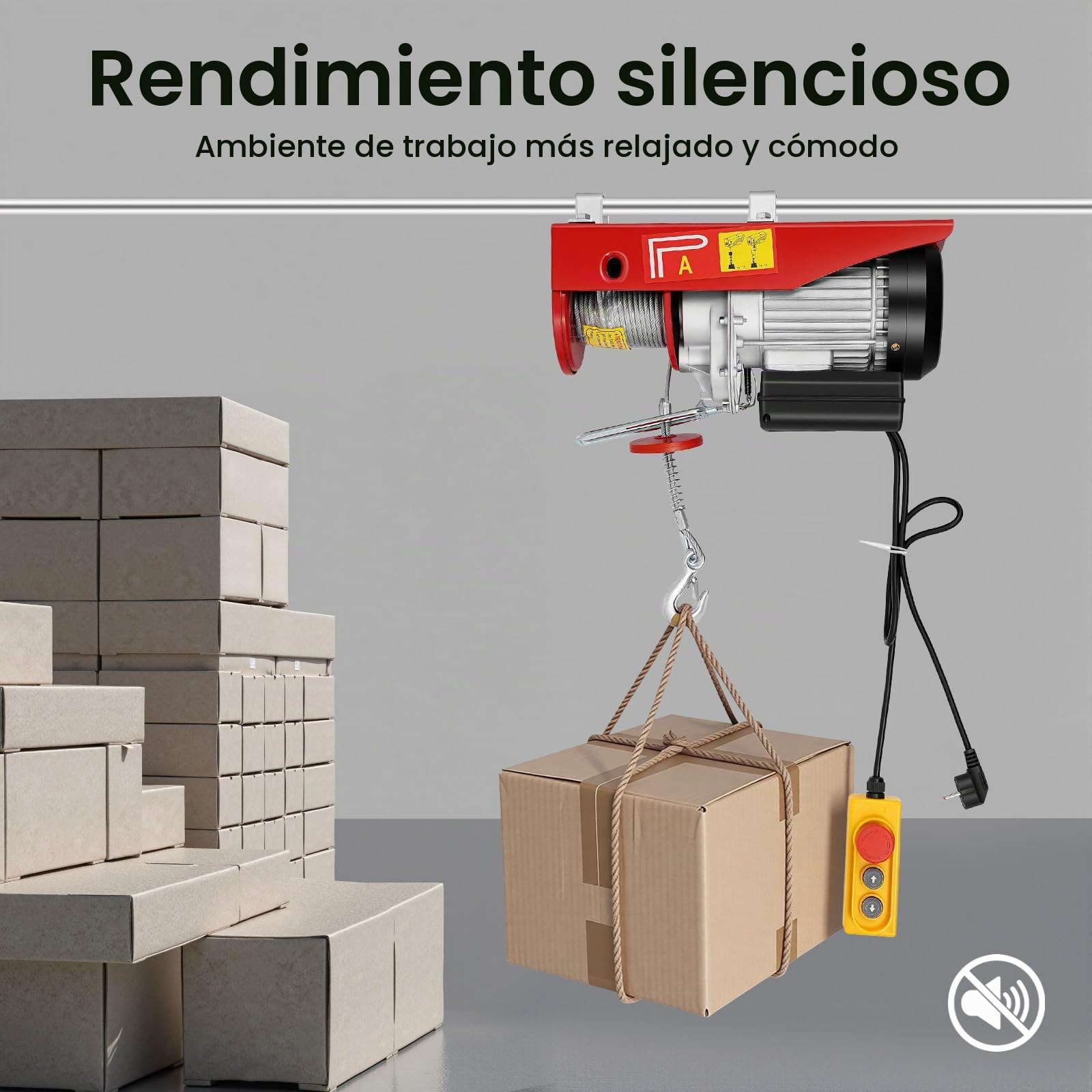 Cabrestante eléctrico Poyujkyhr de 800 kg con doble cuerda, 10 m de altura de elevación, motor de 1350 W, polea con control remoto, velocidad de elevación de 10 m/min, cabrestante de cadena para