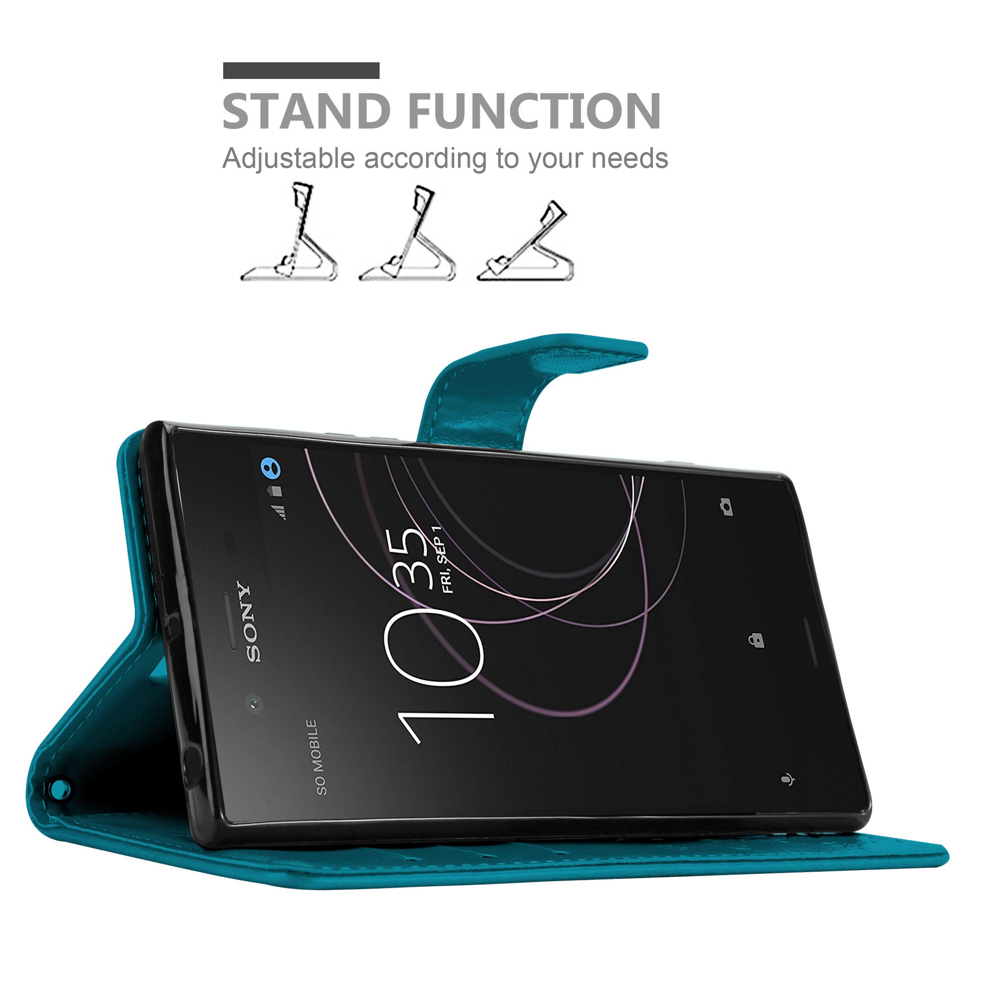 Cadorabo Custodia Libro Con Fiori Per Sony Xperia XZ1: Chiusura Magnetica, Funzione Stand E Portacarte