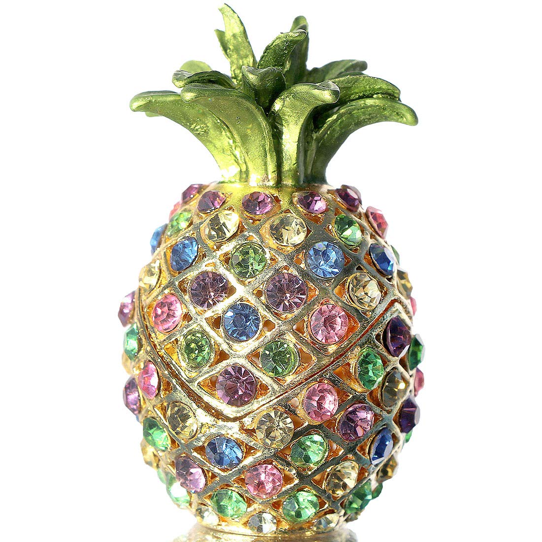 Waltz&F Pineapple Hinged Trinket Box for Gifts HandPainted Patterns
