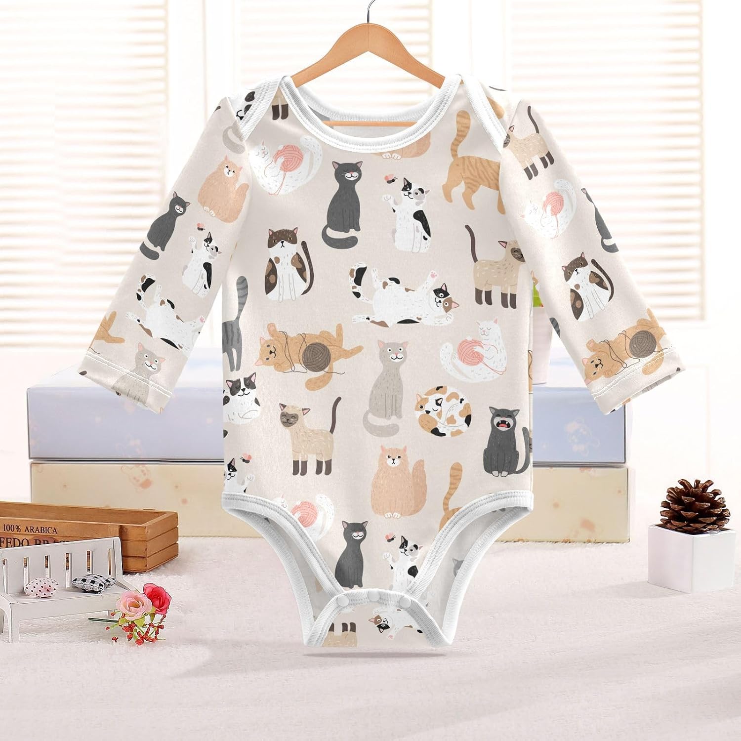 vvfelixl Baby Bodysuits Hanukkah Jewish Holiday Long Sleeve Cotton Baby Clothes for Boys Girls 0-24 Months