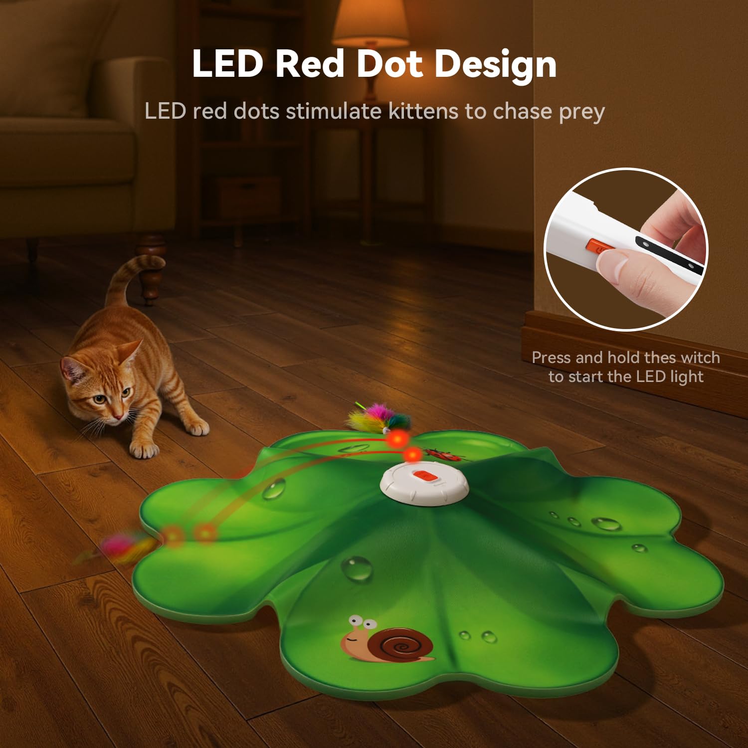 FEELNEEDY Elektrisch interactief kattenspeelgoed met luz led, veerspeelgoed, hangend speelgoed voor binnen, oplaadbaar, spelletjes voor katten (wit