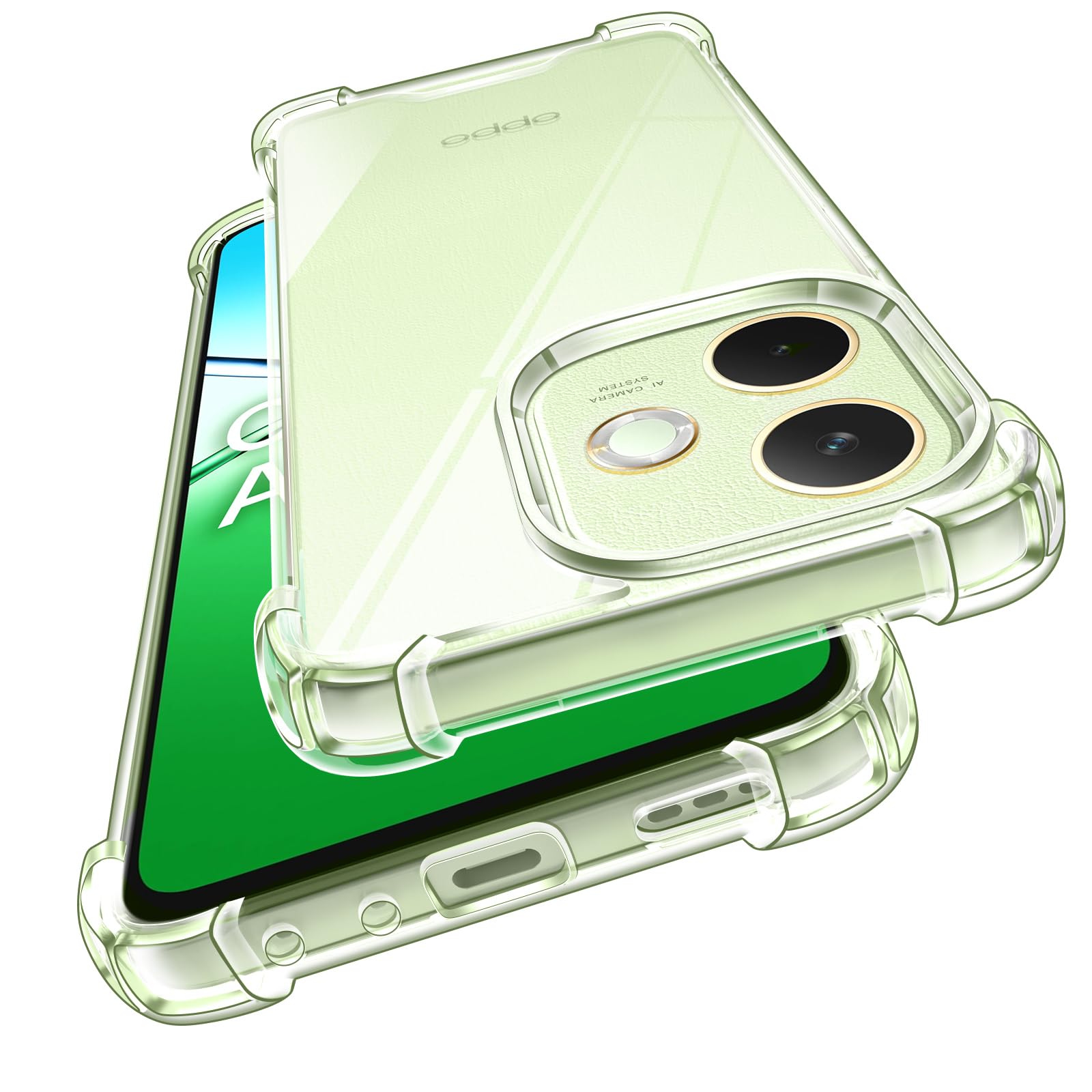 iVoler Anti Ingiallimento Chiaro Cover per Oppo A98 5G, [Antiurto di Grado Militare] Trasparente Sottile Anti Graffio Custodia Case con Paraurti Assorbimento degli urti