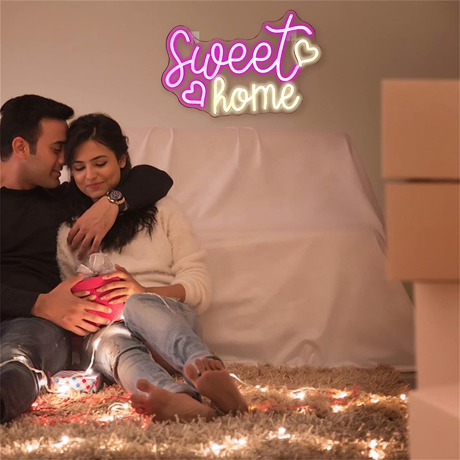 EPANO neón personalizadas letreros Letrero luminoso con luces nocturnas alimentadas por USB for decoración del hogar con LED rosa, 40X26cm