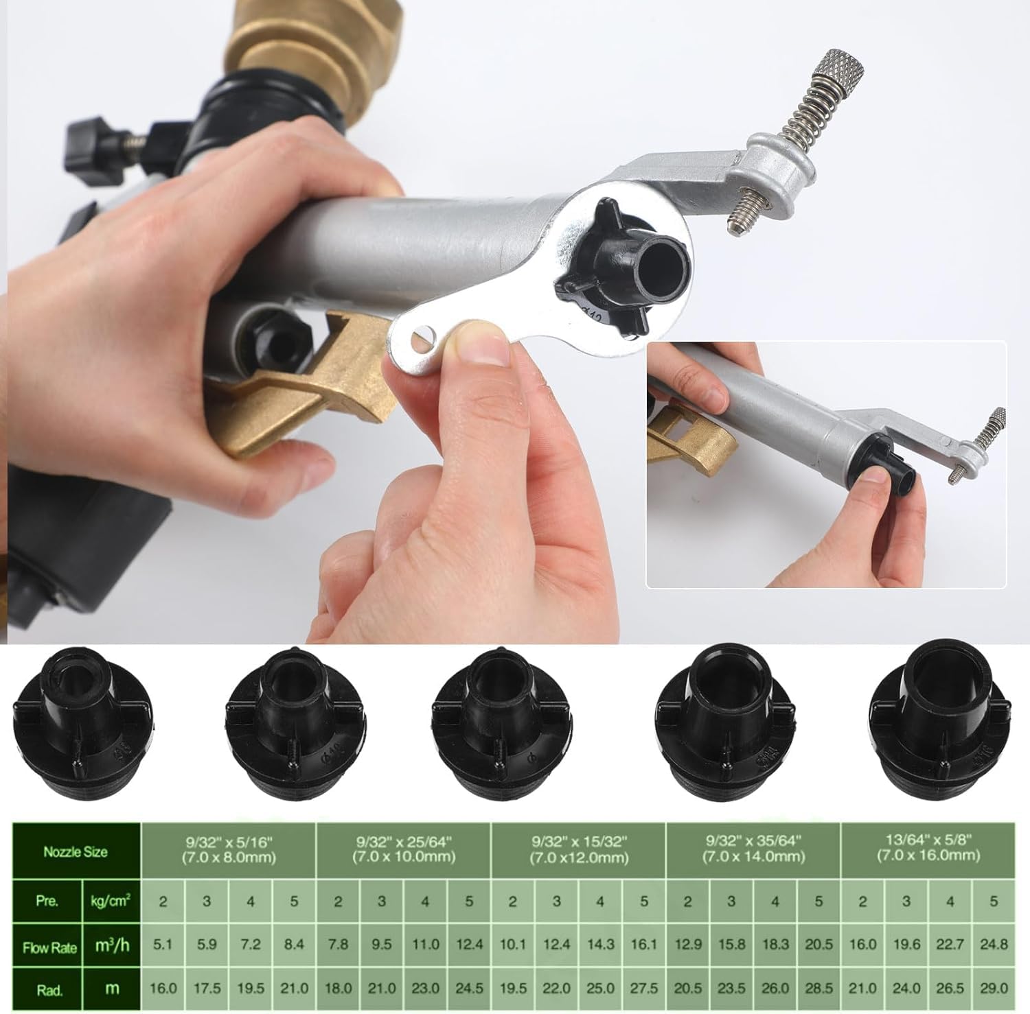 Pistolet do nawadniania, regulowany 360° metalowy strumień kołyskowy z miedzianą dyszą do podlewania dużych powierzchni w ogrodzie, gospodarstwie, trawniku i nawadnianiu krajobrazu