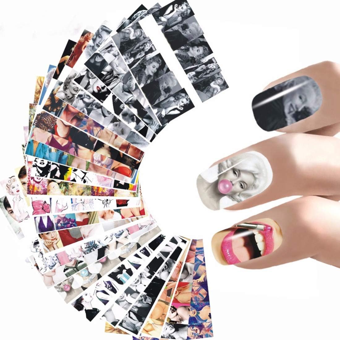 24 Sheets Hollywood Actress Marilyn Monroe Celebrity Full Nail Art Stickers Water Transfer Nail Stickers Design Decals
