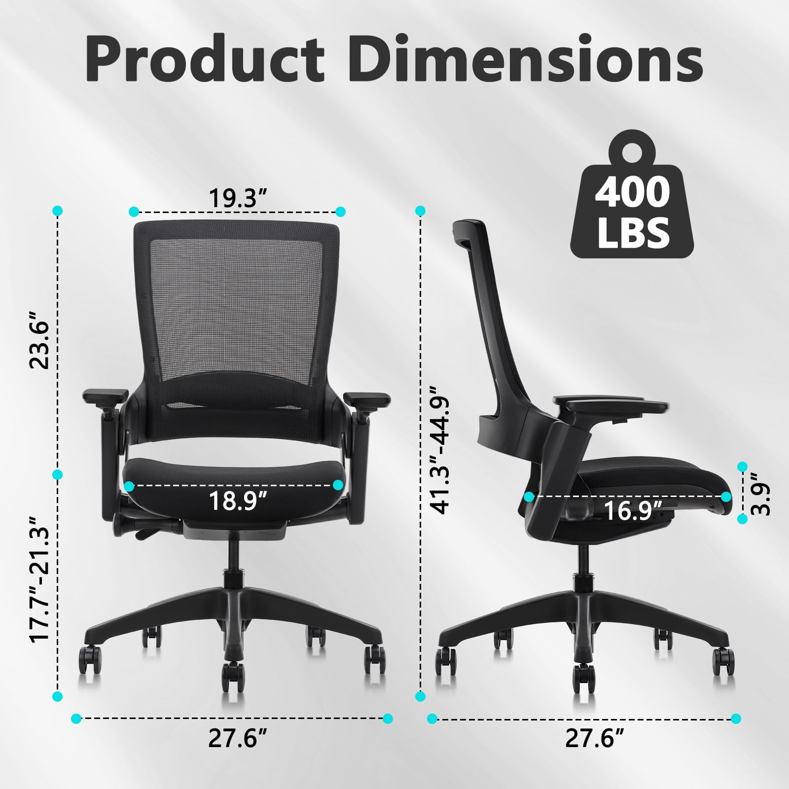 CLATINA Swivel Executive Chair Adjustable Ergonomic Computer Chair with 3D Armrest and Lumbar Support Mesh Backrest Task Chair — view 3