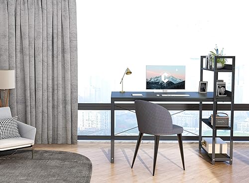 Miniatura 4 de CubiCubi Escritorio para computadora de 47 pulgadas con estantes de almacenamiento, mesa de trabajo reversible con estantería para oficina en casa,