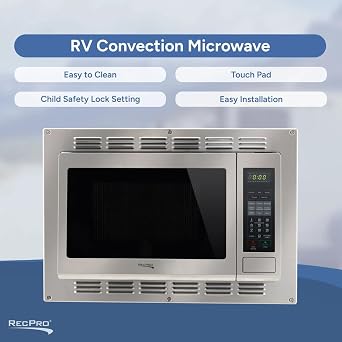RecPro RV Convection Microwave Stainless Steel 1.1 cu. ft. | 120V | Microwave | Appliances | Direct Replacement for High Pointe and Greystone