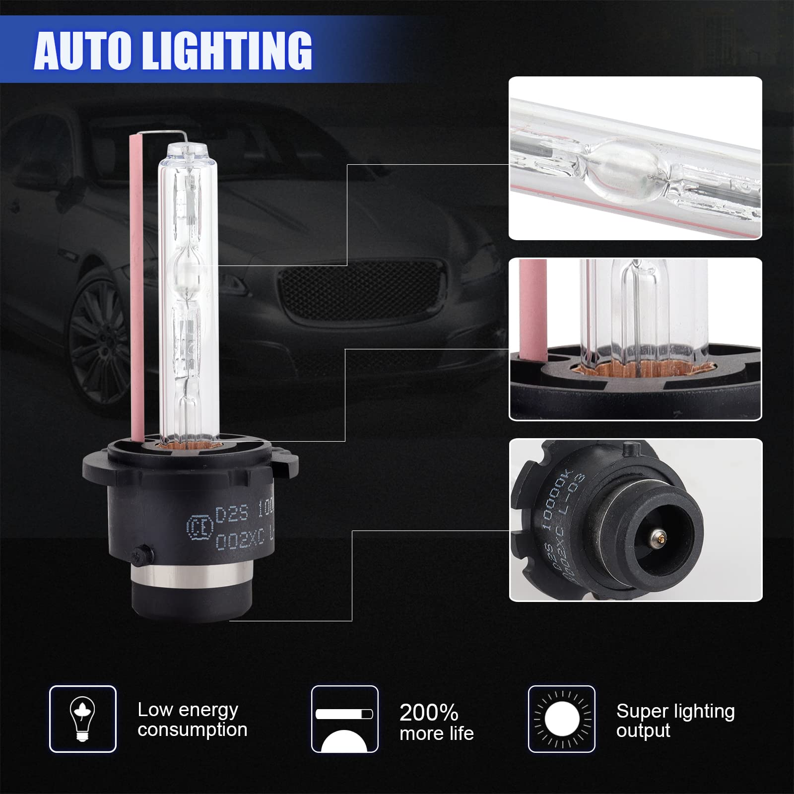 D2S 10000K Xenon Brenner - Hid Xenon Scheinwerferlampe 12V 35W(2 Lampen)