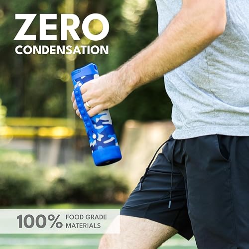 Miniatura 5 de Elemental - Botella de agua Iconic para niños con tapa con sorbete y asa antiestrés pop it, a prueba de fugas, termo reutilizable de acero