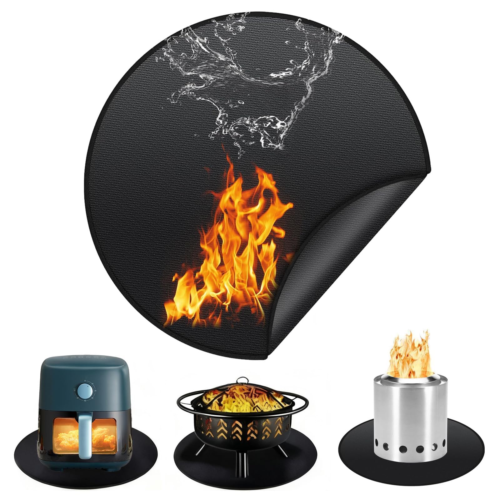 Fire Pit Mat,20in Round Fireproof Mat for Hearth Chiminea