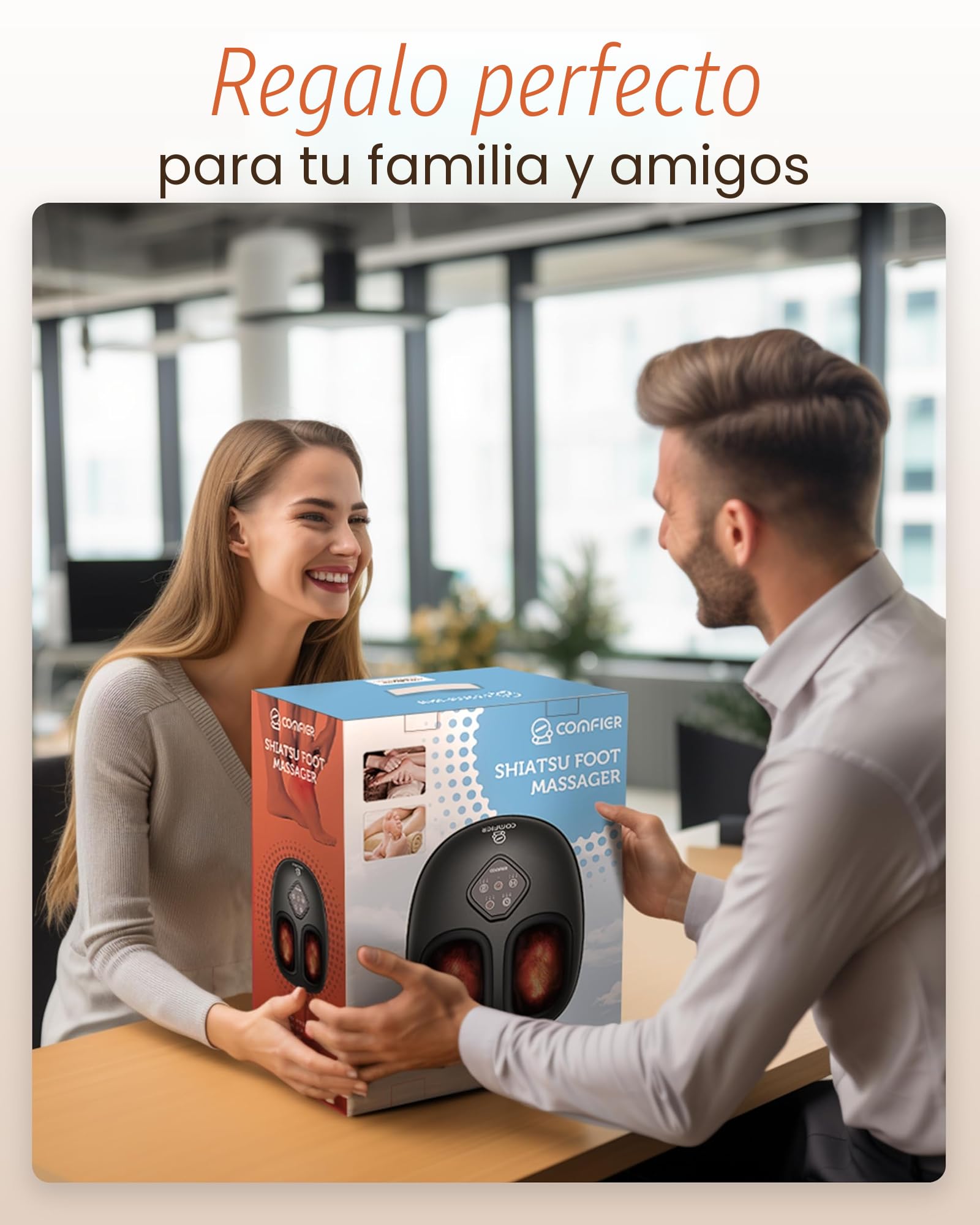 COMFIER Masajeador de Pies Shiatsu con Amasamiento, Rodadura y Compresión Regalos para Hombres Mujeres