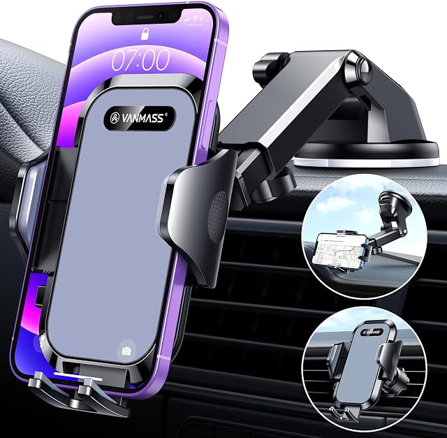 2023 VANMASS TOP Car Phone Holder Mount [Sturdiest Off-Road Class] Universal Suction Mobile Stand Automobile Cradle Accessories for Windscreen Dashboard Vent Van Dash iPhone 14 Pro Max 13 12 X Samsung