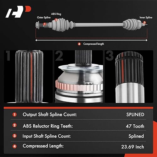 Miniatura 2 de A-Premium Conjunto de eje de eje CV compatible con modelos Chevrolet, Pontiac y Suzuki - Aveo 2004-2011, Aveo5 2006-2011, G3 Wave 2009, Wave5,