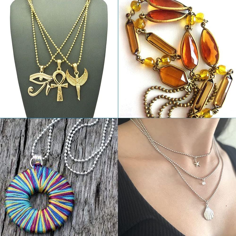 FASHEWELRY 32.8 Feet Stainless Steel Ball Bead Chains 4mm Metal Beaded Pull Chain Extension for DIY Jewelry Making (Golden)