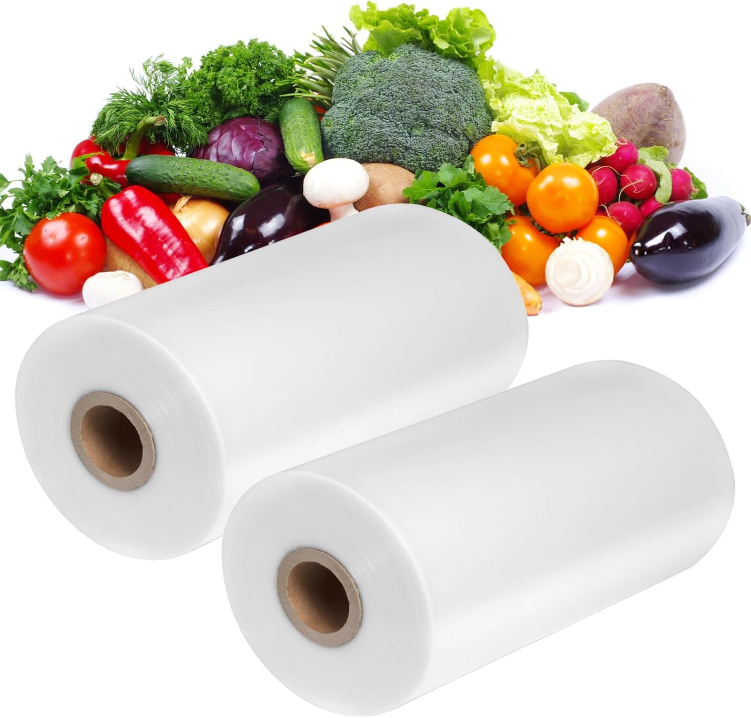 2 Rolls Plastic Produce Bags, 1000 Bags of 2 Big Roll for Fruits, Vegetable, Bread, Clear Kitchen Food Storage Organizer (9.8 X 13.8 Inches)