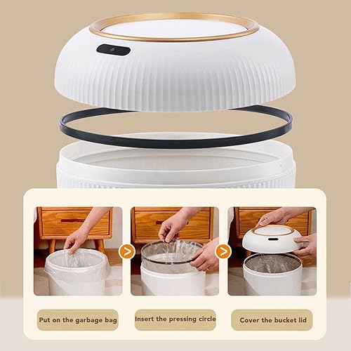 Miniatura 3 de Cubo de basura automático con sensor de movimiento, papelera de plástico inteligente sin contacto a prueba de agua, con patas extraíbles para baño,