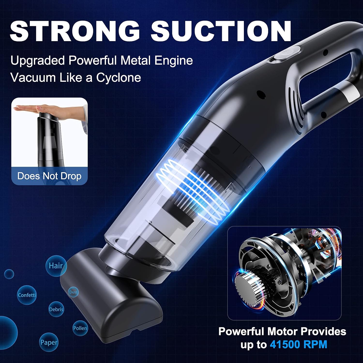 helloleiboo Portable Car Vacuum Cleaner High Power with 4 Attachments, 16.4 Ft Cord 12V Vacuum for Car Detailing Interior Cleaning