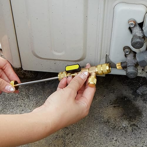 Miniatura 6 de WADEO Herramienta removedor de núcleo de válvula HVAC con doble tamaño SAE 1/4 y 5/16 puerto, 20 núcleos de válvula con sello de teflón, 5 tuercas
