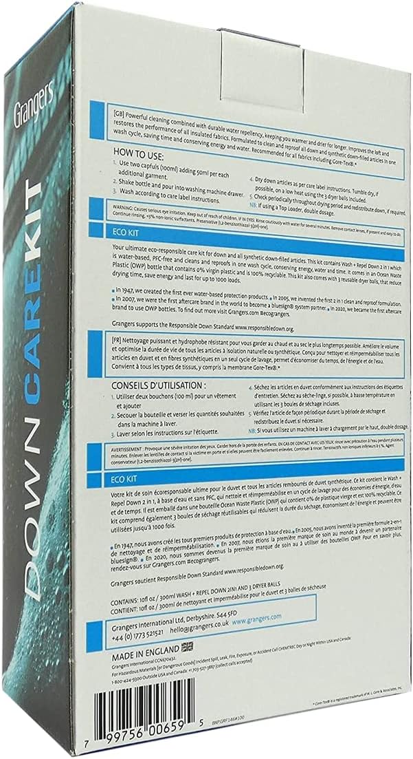 Grangers Down Care Kit / Down Wash + Repel / 3 Dryer Balls / 10oz