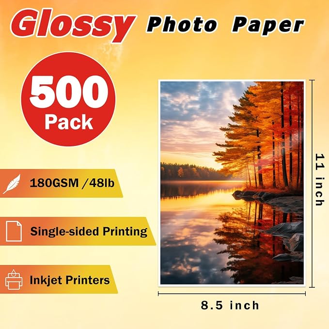 Papel fotográfico brillante CAREGY 8.5 x 11 pulgadas, 500 hojas miniatura 2
