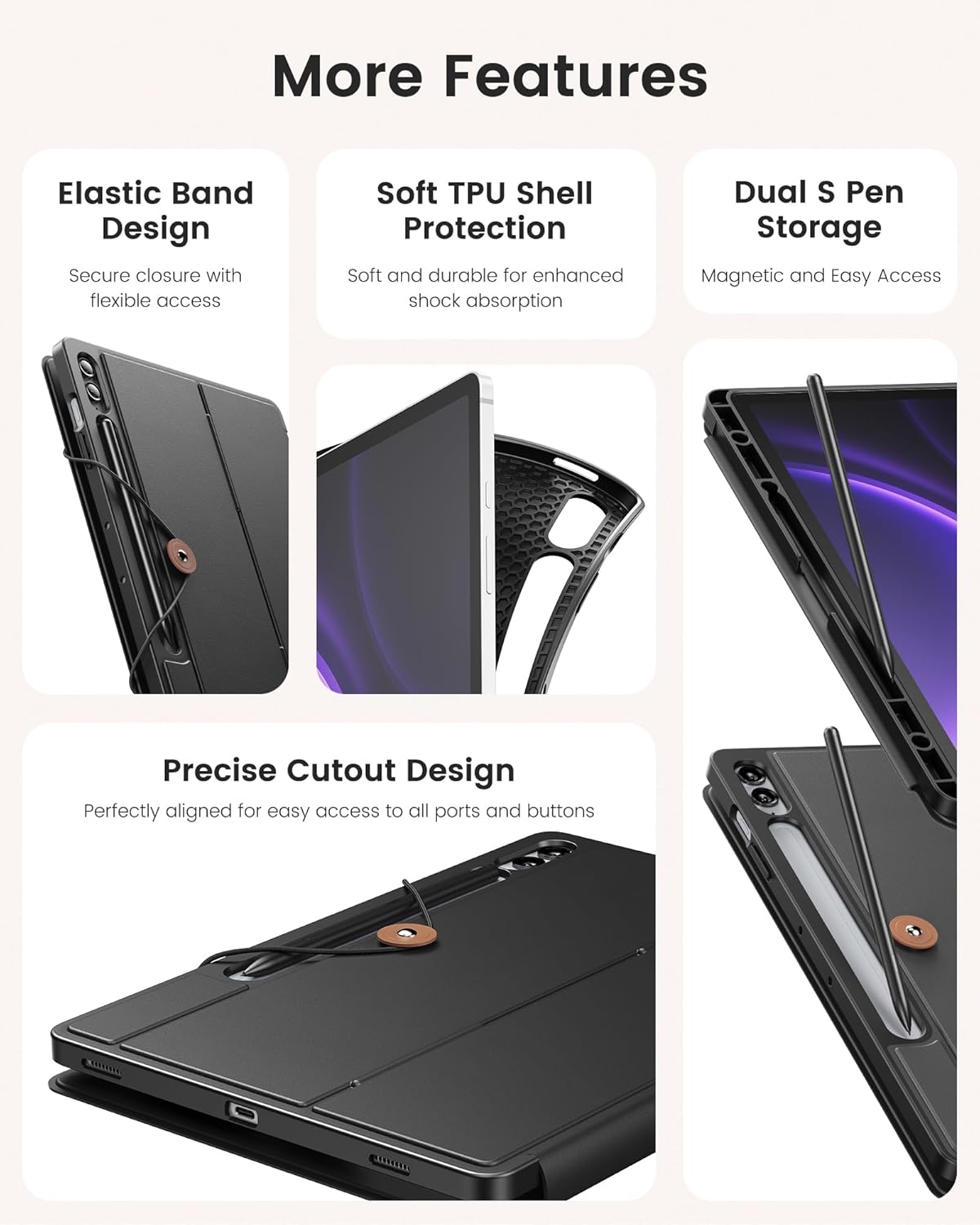 INFILAND Keyboard Case for Samsung Galaxy Tab S10 Plus/S9 Plus /S9 FE+ (12.4 inch) with 7-Color Backlight & High Precision Trackpad, Slim and Portable Detachable Folder Style Keyboard Case,Black