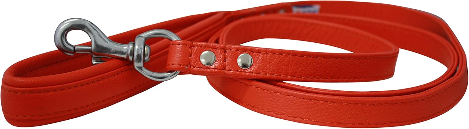 Angel, Alpine Leash, 100% Genuine Leather, Padded Handle, Brass Snap Hook, Double Ply, Soft and Durable (Orchid Purple, 72” x 3/4”)