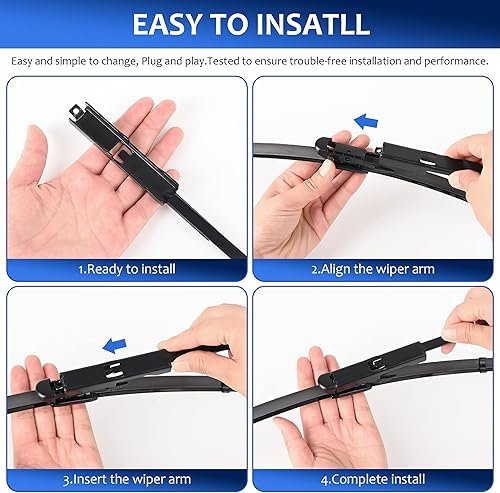 Miniatura 5 de Limpiaparabrisas de 24 pulgadas + 19 pulgadas (lengüeta de pellizco, juego de 2) de repuesto para Audi A3 2005-2013, BMW Serie 3 F80 F34 F31 F30 E90