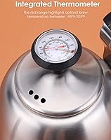 Vista 4 de Hervidor de Té con Termómetro para Estufa de Cuello de Cisne, Tetera de Café y Té de Verter, Tetera de Cuello de Ganso para Estufa, Calentador