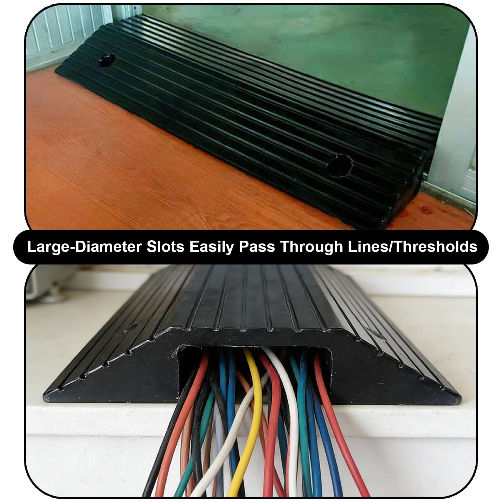 Pasacables Suelo de 1 Canal, Rampa de Protección de Cable de Goma Resistente, Rampa de Umbral para Interiores y Exteriores, Capacidad de Carga de 2 Toneladas