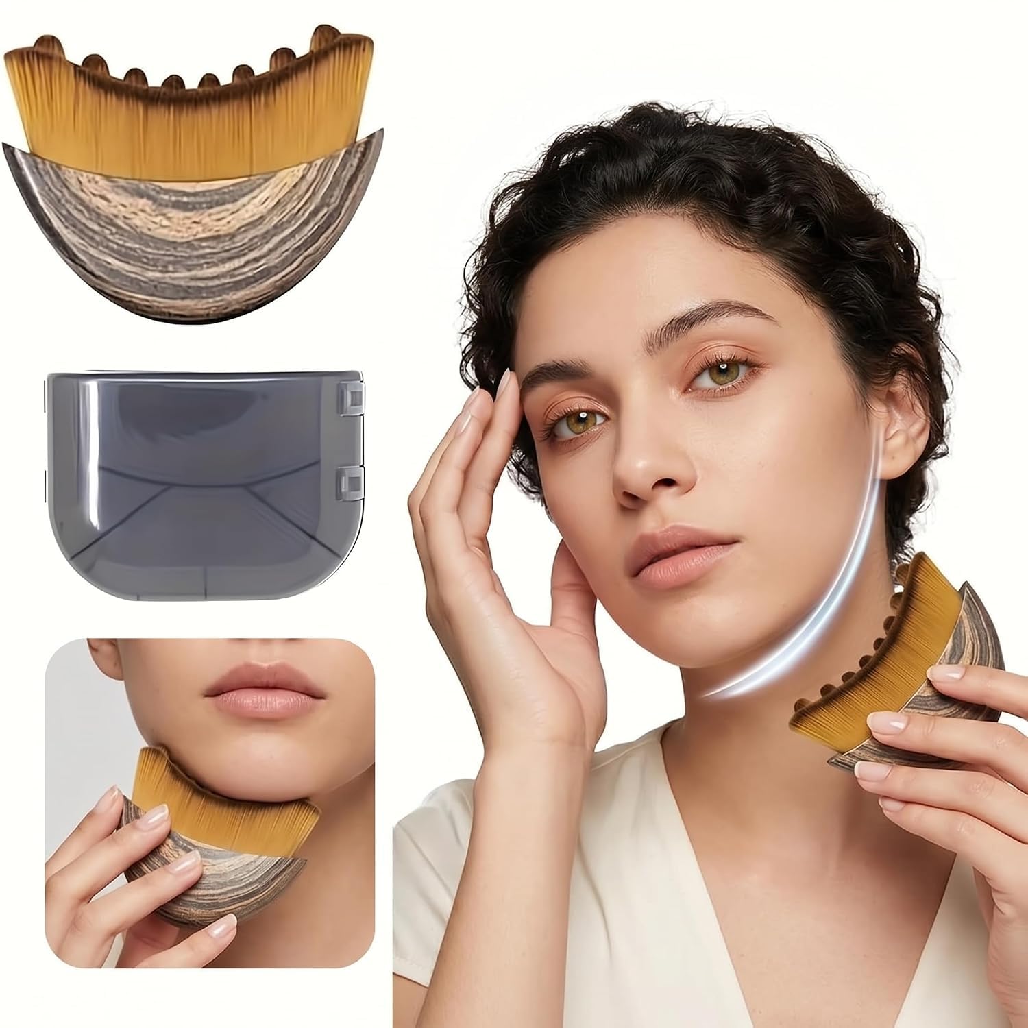 Manual Contour Face Brush with Soft Hypoallergenic Bristles, Ergonomic Facial Cleansing & Sculpting Brush for Lymphatic Massage, Makeup Prep, Deep Face Cleaning & Skin Care Routine-image-19