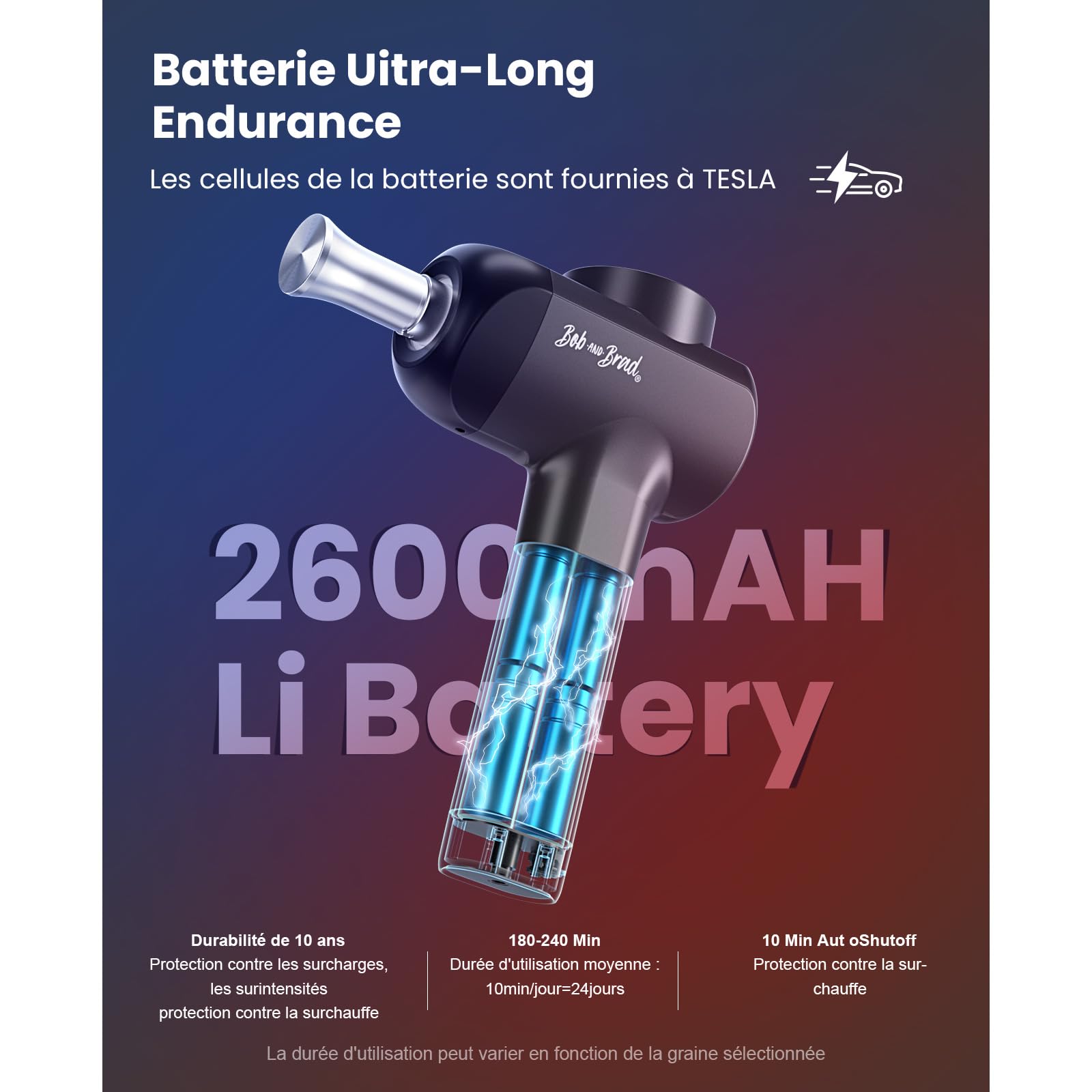 Bob and Brad X6 Pro Max Pistolet de Massage avec Tête Métal Chaud/Froid, Pistolet Massage Musculaire Professionnel pour Dos et Corps, Cadeau Homme Femme Anniversaire Fête des Pères