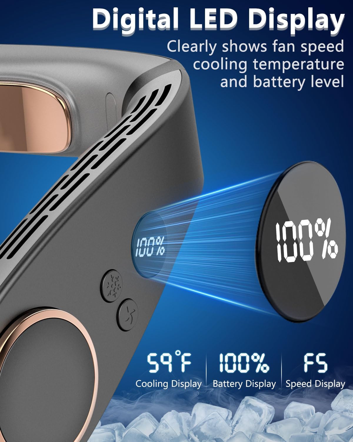 Neck Fan with Cooling Plate,5500mAh Neck Fans that Blow Cold Air Rechargeable Battery Operated,Bladless Personal Air Conditioner Wearable,Portable Wraps Body AC Cooler for Women Men Kids Black