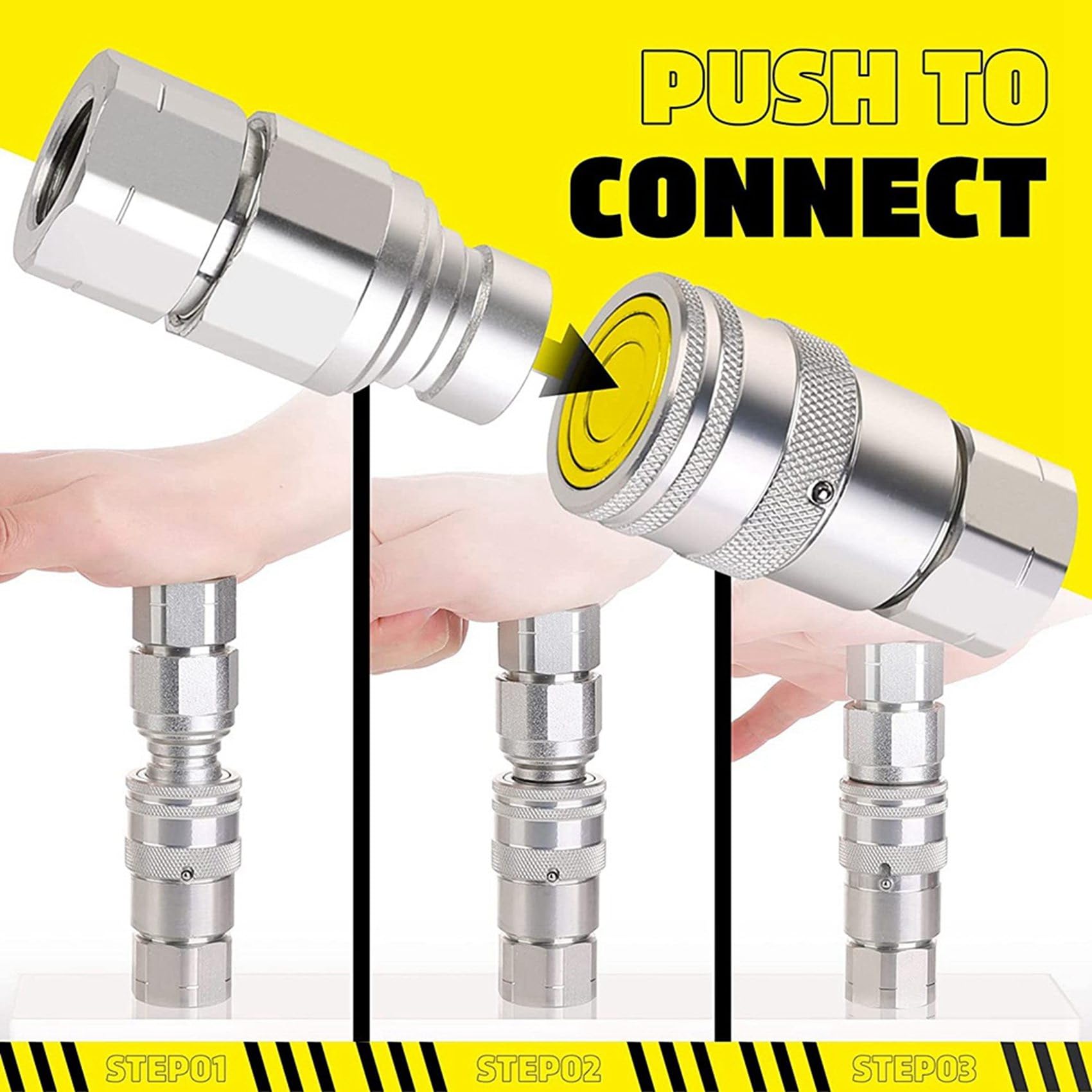 1/2Inch NPT Accoppiatore Idraulico Skid Steer Flat Face Attacchi A Innesto Rapido con 2PCS Cappuccio Antipolvere Acciaio al Carbonio