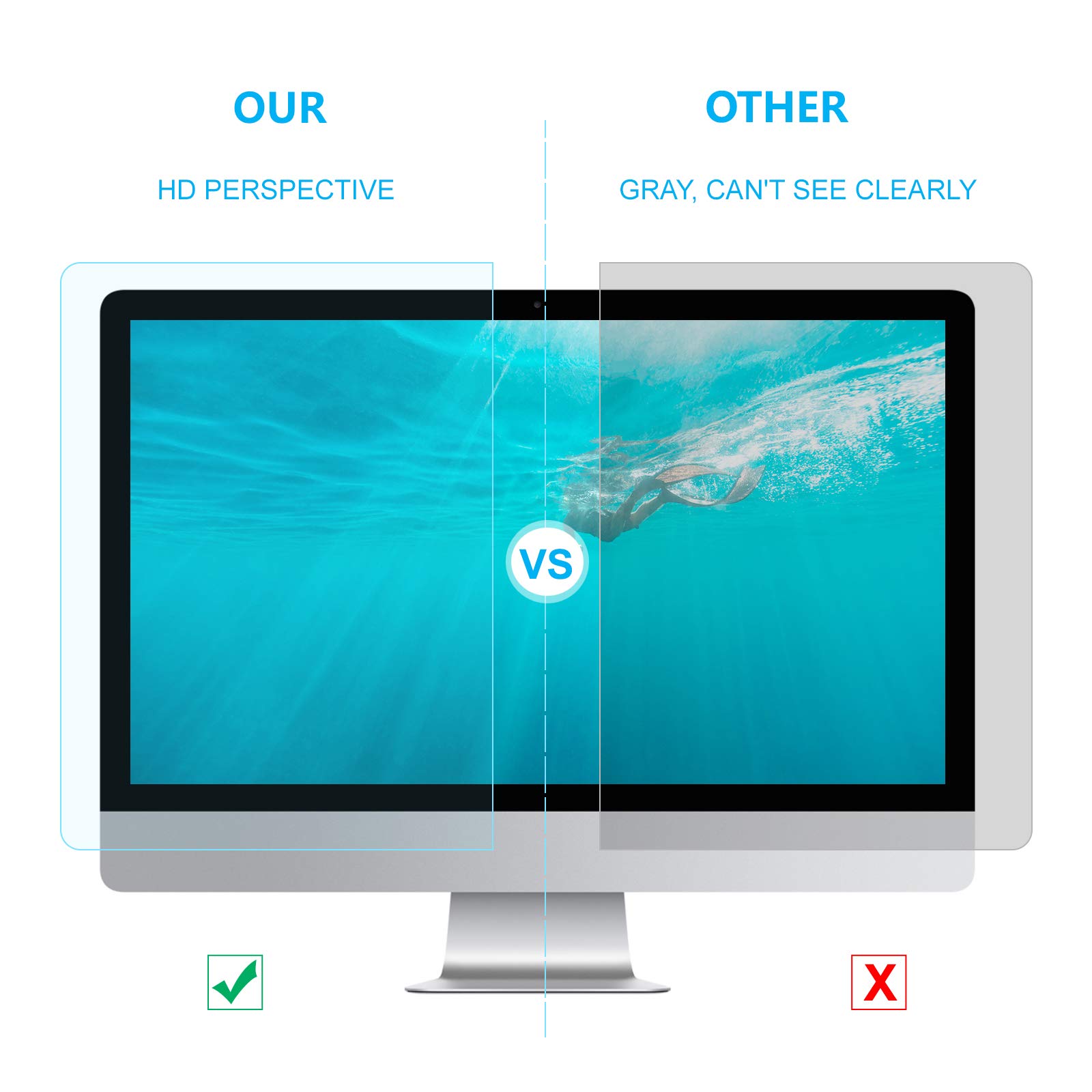 Blue Light Screen Protector for Computer Screen Blue Light Blocker, Anti Glare Computer Screen Cover, Blue Light Filter for 20, 21.5, 21.6, 22 inch Diagonal Widescreen Monitor Frame Hanging Type