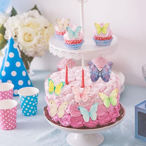 Miniatura 7 de Gyufise 160 piezas comestibles de mariposa para tartas, decoración de cupcakes de mariposa, papel de oblea comestible, mariposas, decoración de
