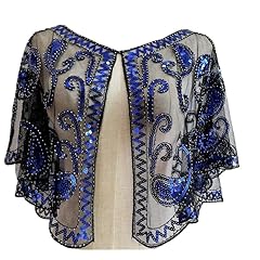 A - Black Royal Blue - Sequin Beaded Shawl