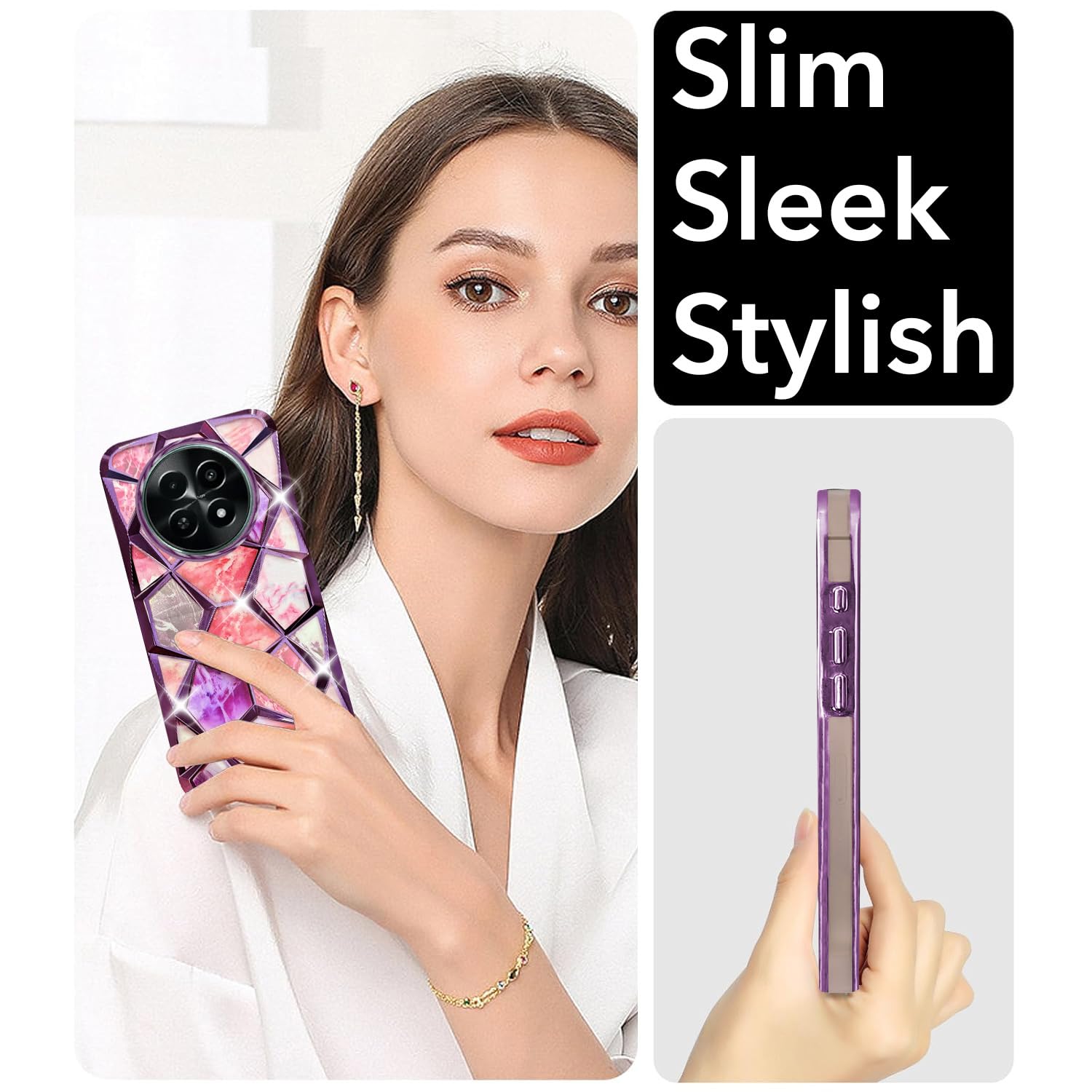 Jkobi Back Cover Case Compatible with Realme Narzo 70x 5G (Dual Design Glitter Sparkle and Detachable Diamond Print Case | Soft and Flexible) Jkobi Back Cover Case Compatible with Realme Narzo 70x 5G (Dual Design Glitter Sparkle and Detachable Diamond Print Case | Soft and Flexible)