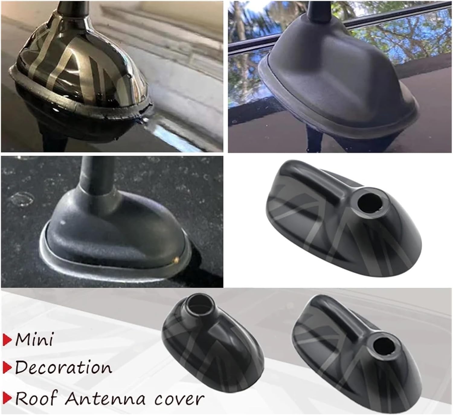 Shark Fin Antenna Cover Compatible for BMW MINI Cooper S JCW/R56/R55 The Black Flag Car Exterior Trim Antenna Decoration Cover Sticker Car-Styling(L-Grey Jack)