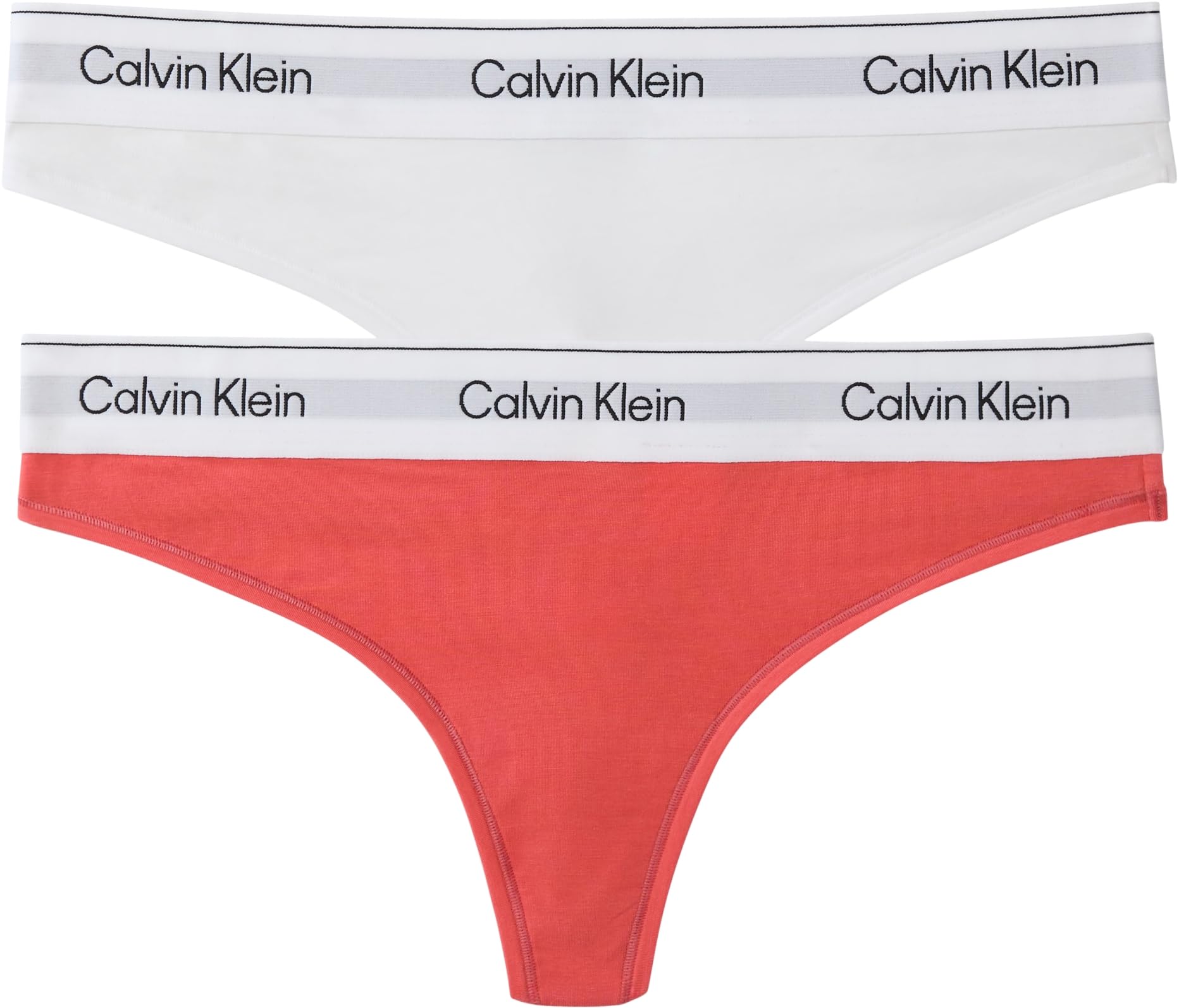 Calvin Klein Women THONG 2PK MULTI (White/Cradle Pink) M