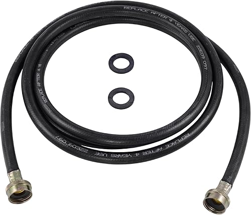 Miniatura 9 de Manguera de llenado para lavadora Eastman, conexión FHT de 3/4 pulgadas, 8 pies de goma negra, 60327N