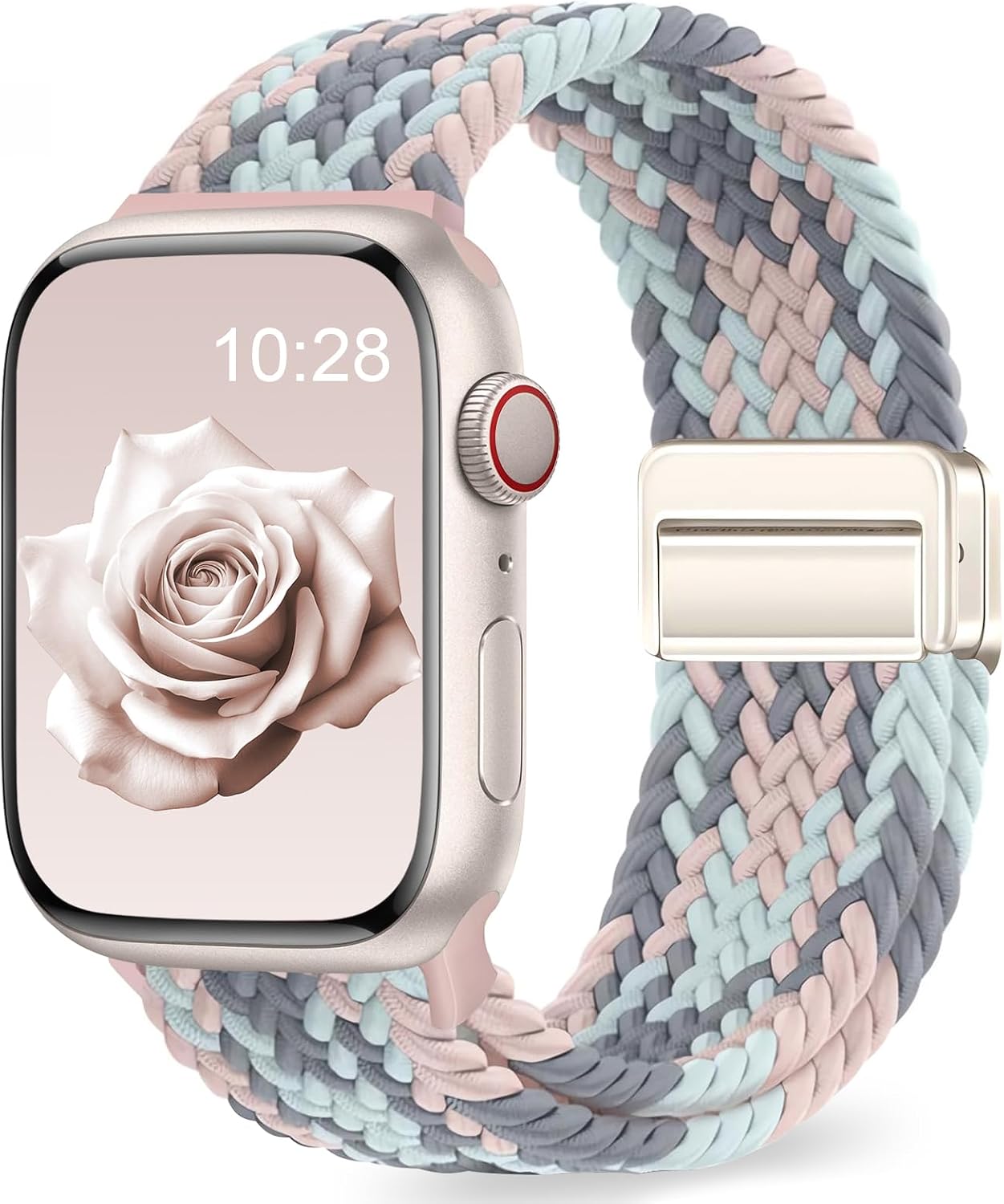 EVIE BAND Braided Band Compatible with Apple Watch Bands for Women 40mm 46mm 38mm 41mm 42mm 45mm 49mm Men, Magnetic Clasp Loop Nylon Stretchy Sport Strap for iWatch Series 11 10 9 8 7 6 5 4 3 2 SE