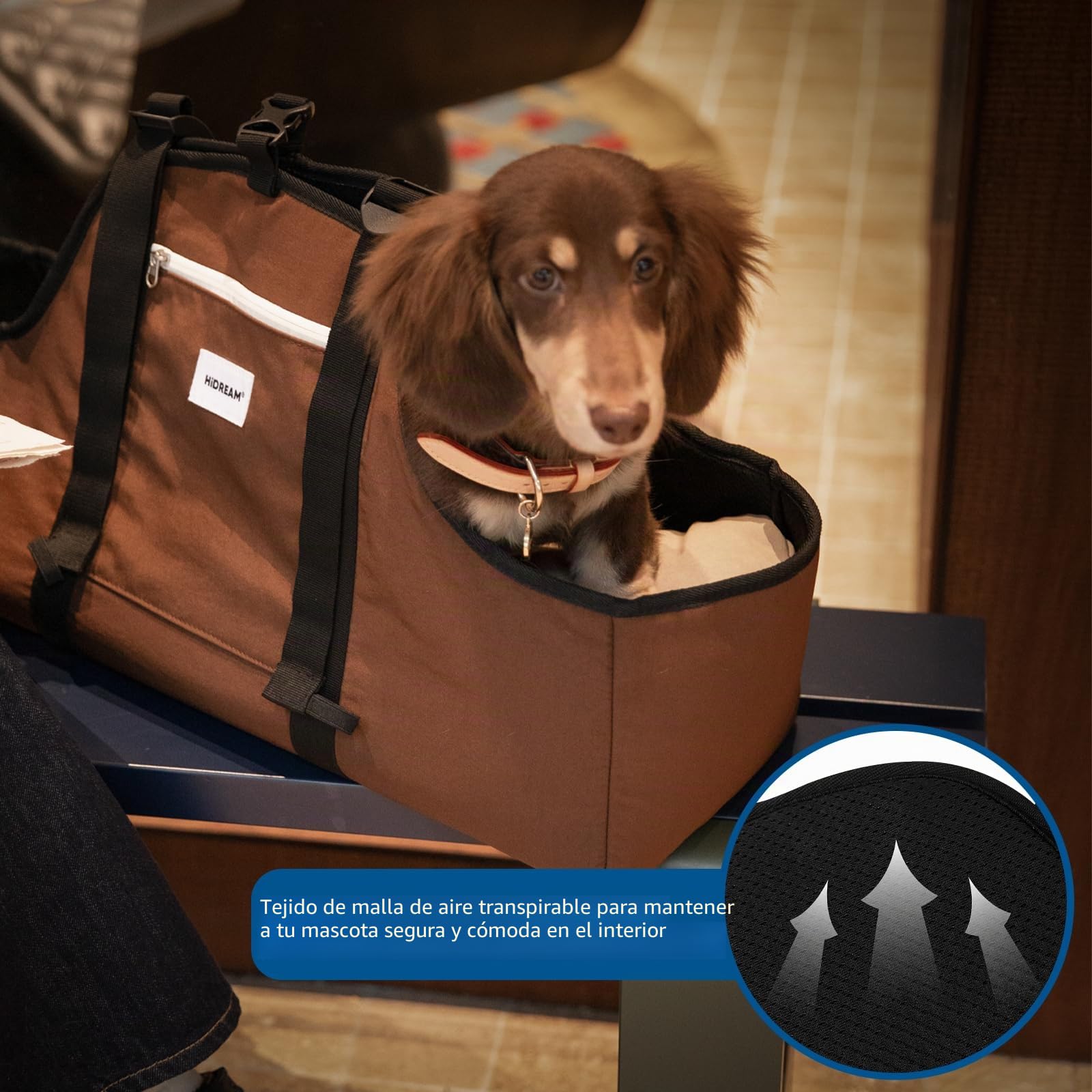 Portamascotas portátil para perros, de nylon, ligero, resistente al agua, para beagle, bolso para mascotas, bolso al hombro con cuerpo largo para hasta 8 kg, con abertura en U y clip