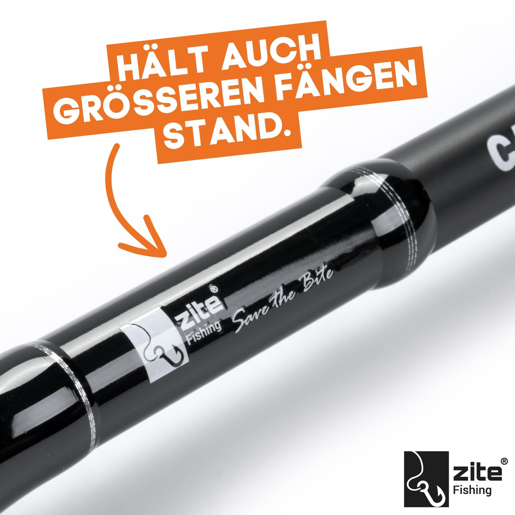 Zite Fishing 3,60m Karpfenrute 3-teilig 3lbs - Composite Carbon-Blank - Steckrute Rutschfester Griff - Angelrute fürs Karpfen-Angeln